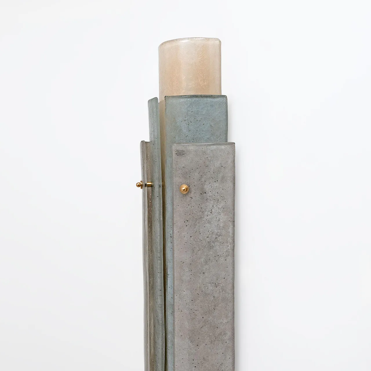 Coppia di applique in vetro di Murano Scavo e ottone, '900 5
