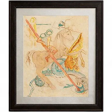 Salvador Dalí, San Giorgio e il drago, acquaforte a colori, '900