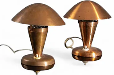 Coppia di lampade da tavolo in rame di Vladimir Havel Kovona, anni '60