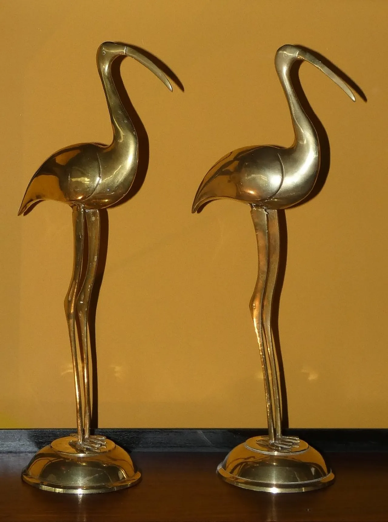 Coppia di sculture Ibis in ottone, anni '60 1