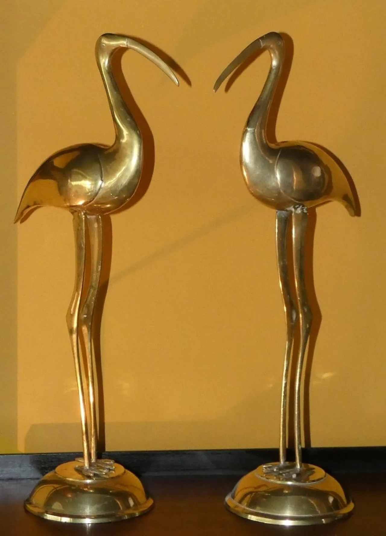 Coppia di sculture Ibis in ottone, anni '60 4