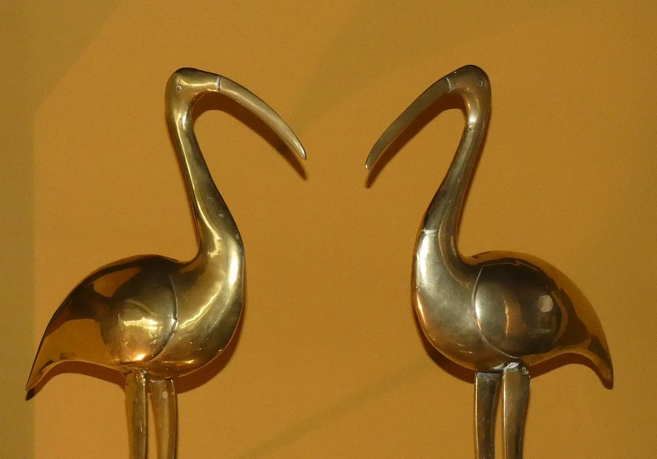 Coppia di sculture Ibis in ottone, anni '60 5