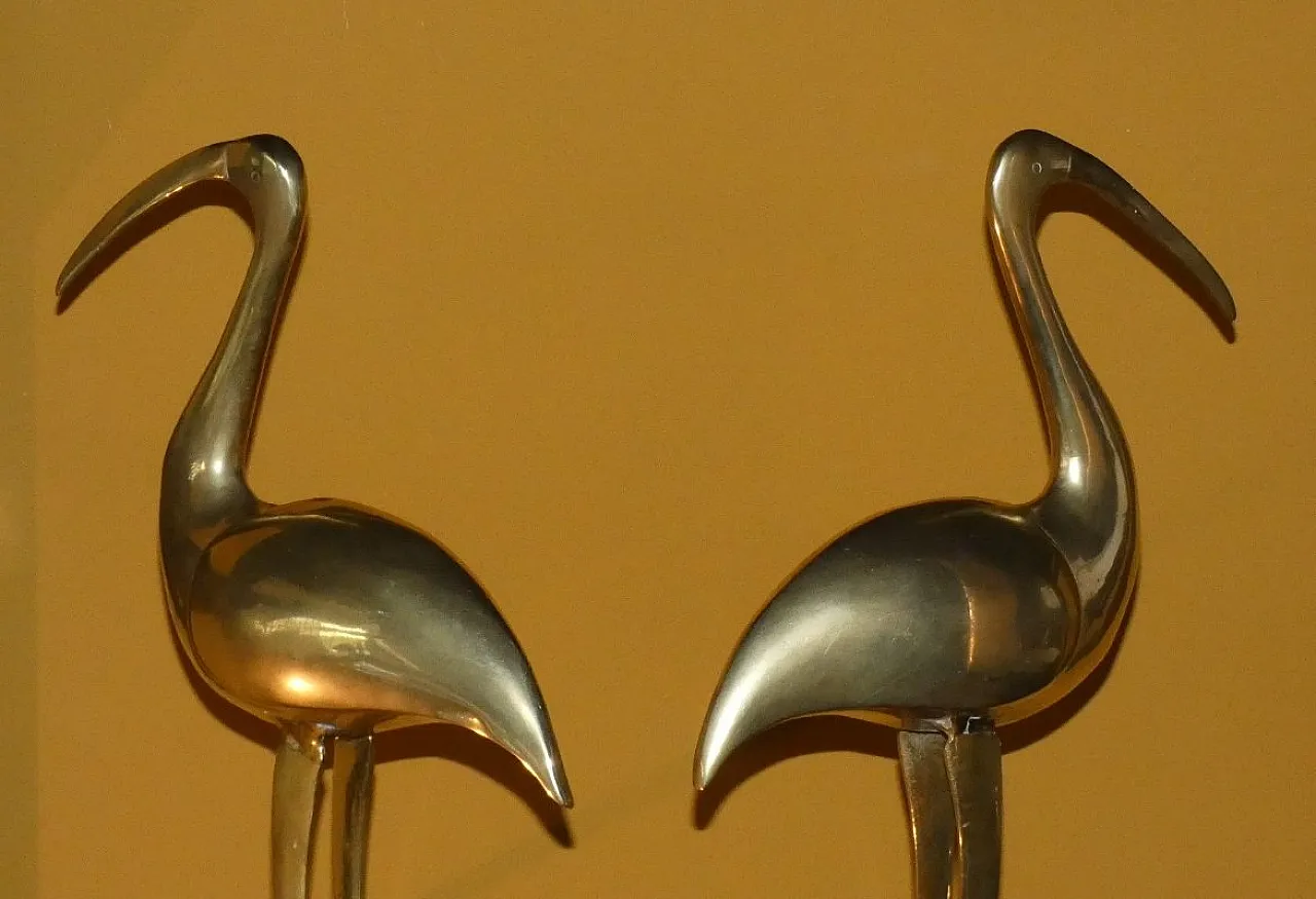Coppia di sculture Ibis in ottone, anni '60 7