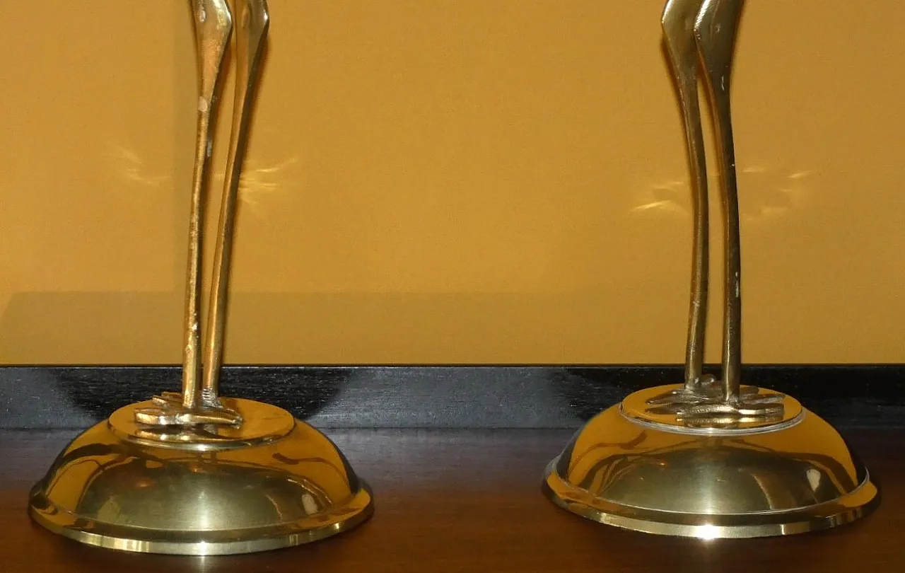 Coppia di sculture Ibis in ottone, anni '60 8