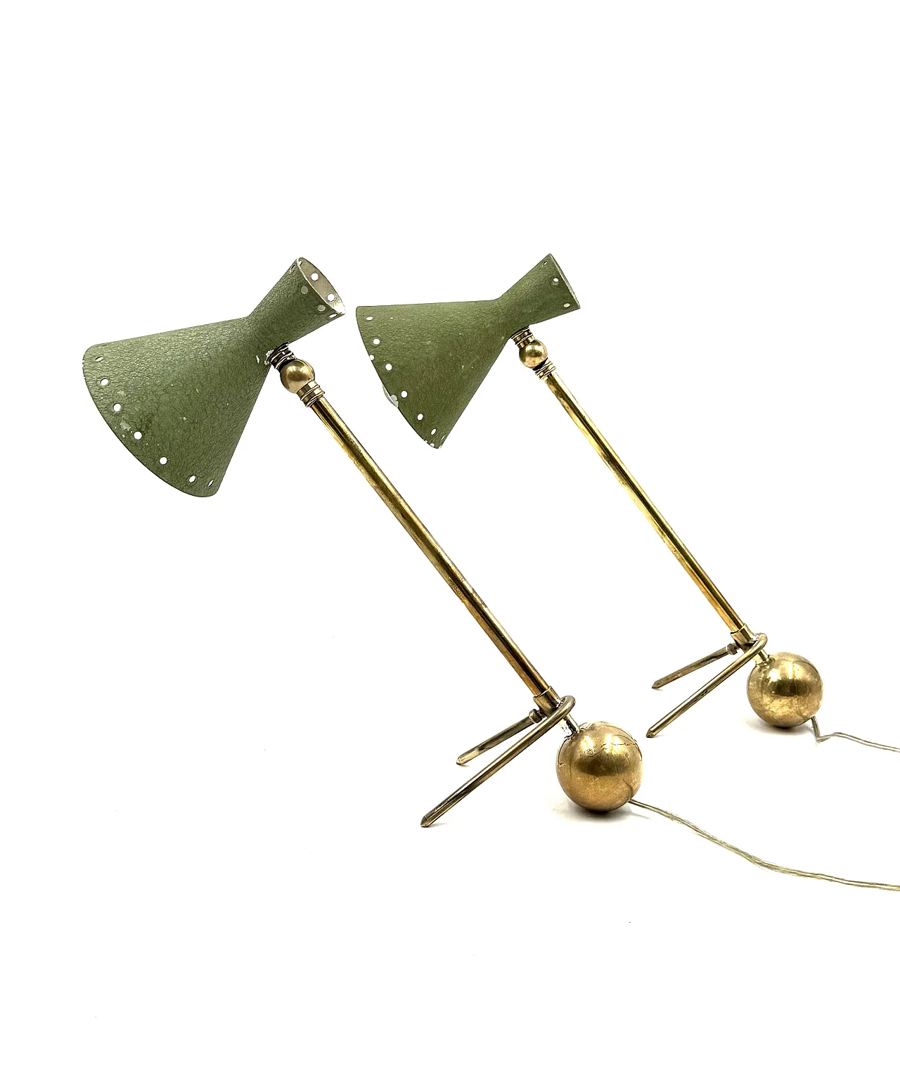 Pair for Midcentury table lamps, attributed to Stilnovo, 1950 3