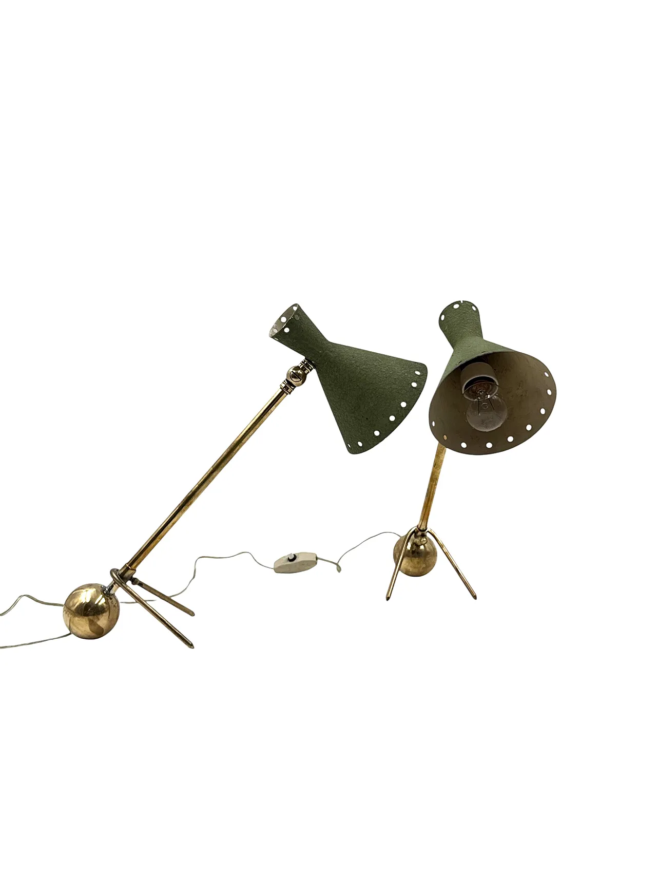 Pair for Midcentury table lamps, attributed to Stilnovo, 1950 8