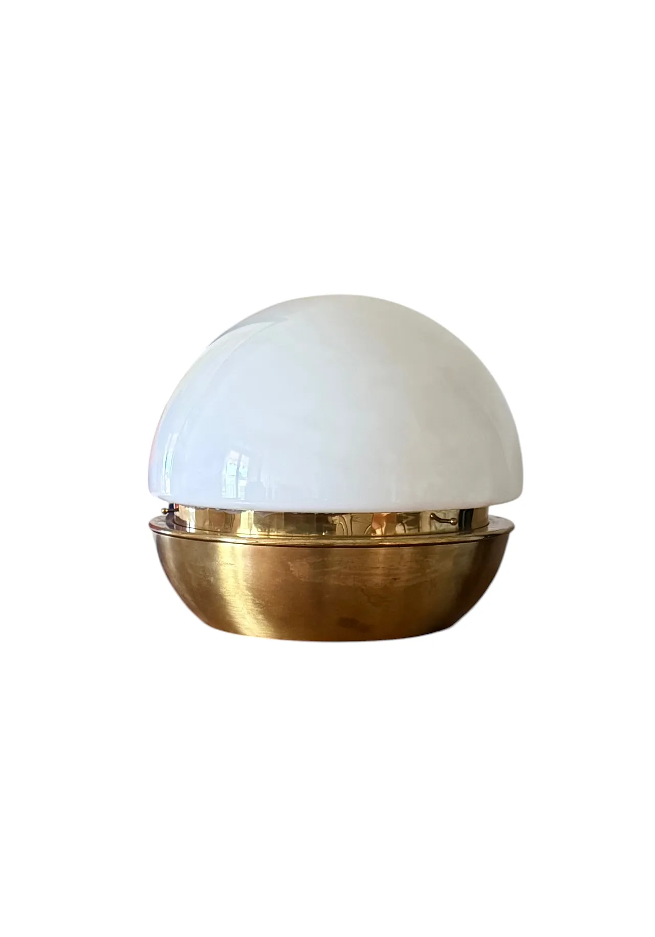 Midcentury brass opaline glass lamp, Italy, Italy 1970s 1