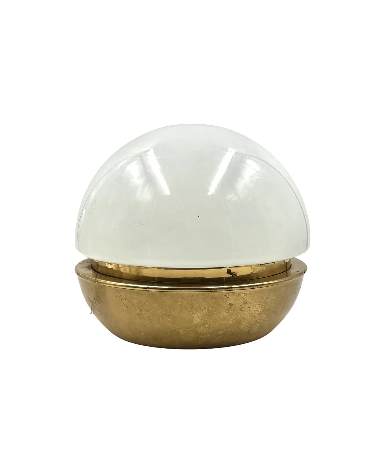 Midcentury brass opaline glass lamp, Italy, Italy 1970s 7
