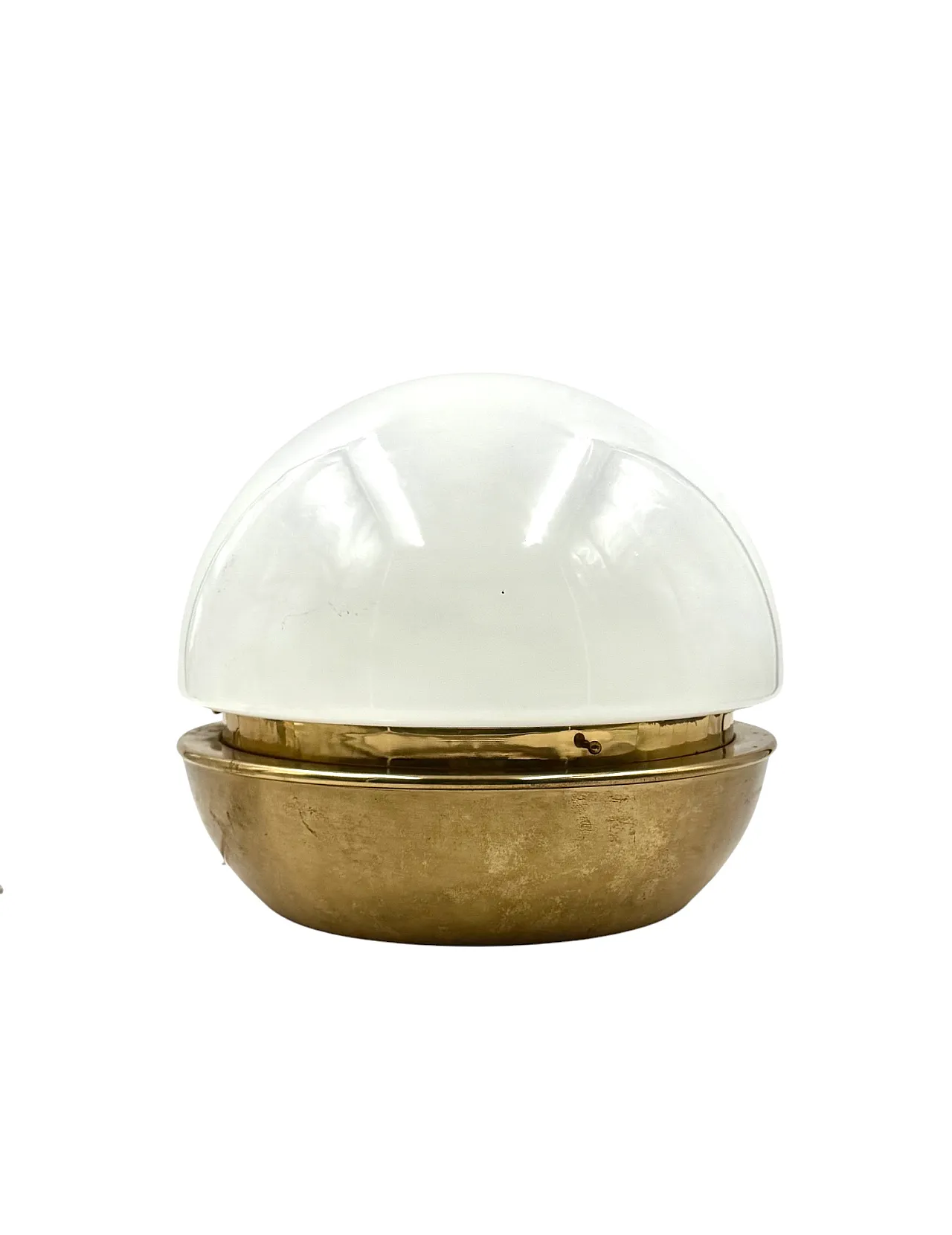 Midcentury brass opaline glass lamp, Italy, Italy 1970s 8