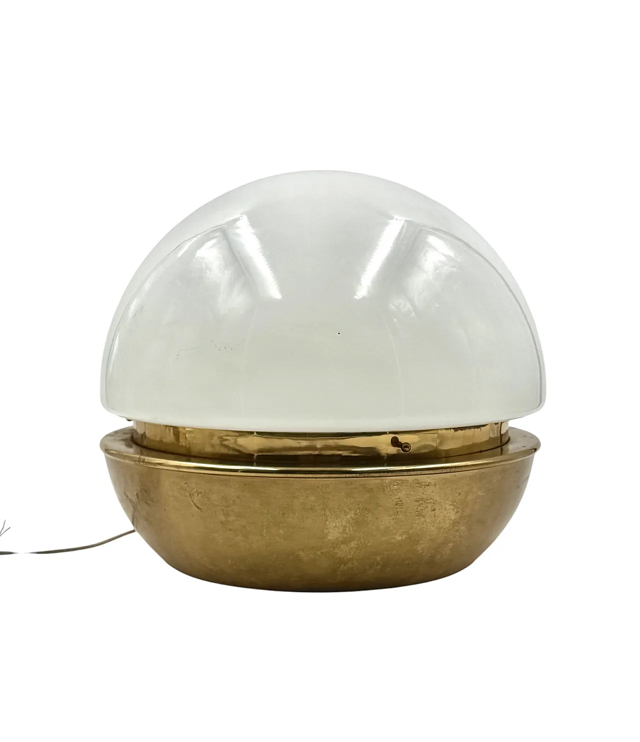 Midcentury brass opaline glass lamp, Italy, Italy 1970s 9