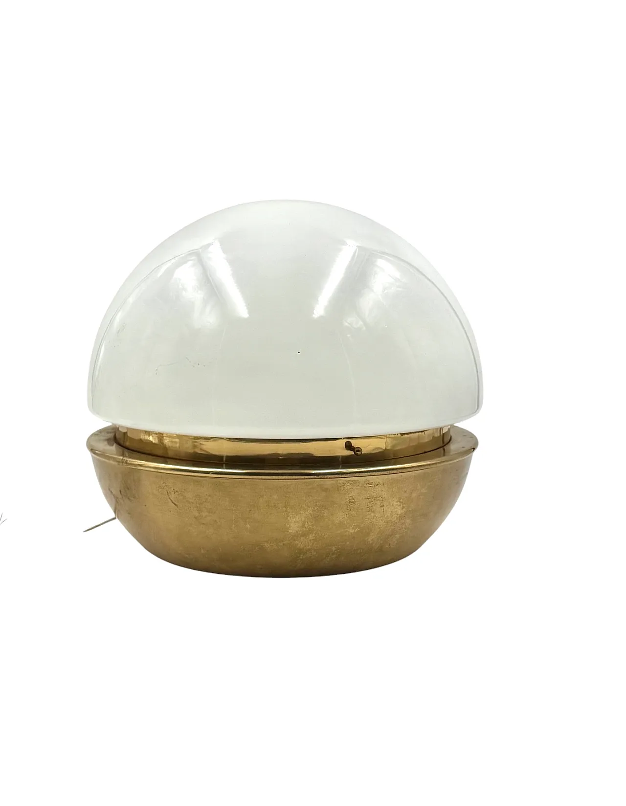 Midcentury brass opaline glass lamp, Italy, Italy 1970s 10