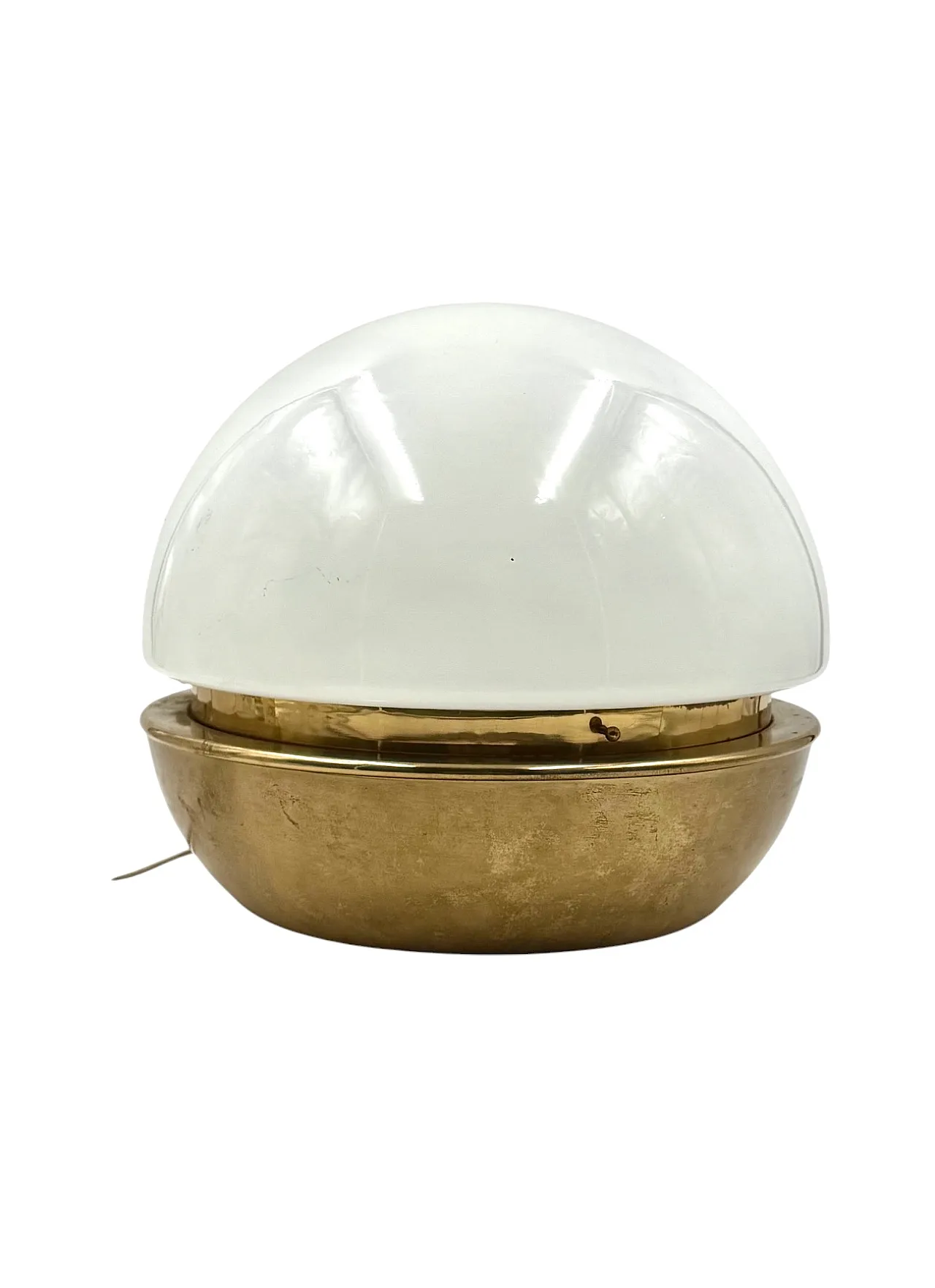 Midcentury brass opaline glass lamp, Italy, Italy 1970s 11