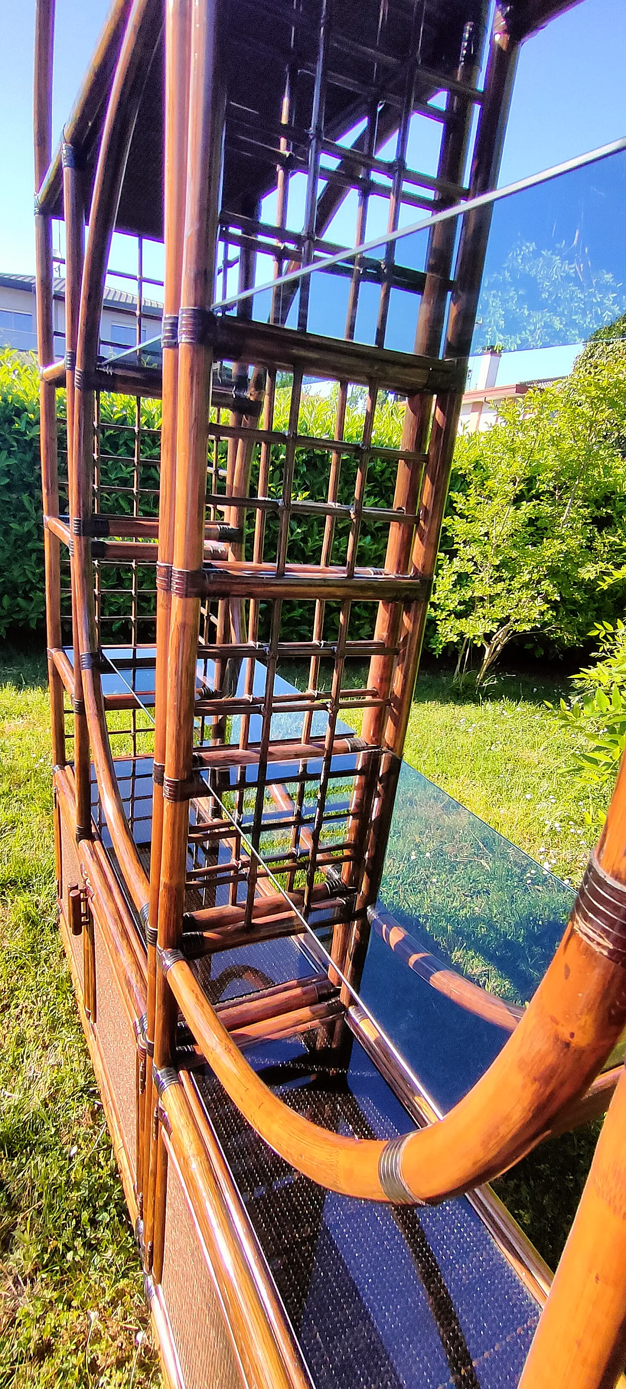 Bamboo and smoked glass bookcase, 1970s 19