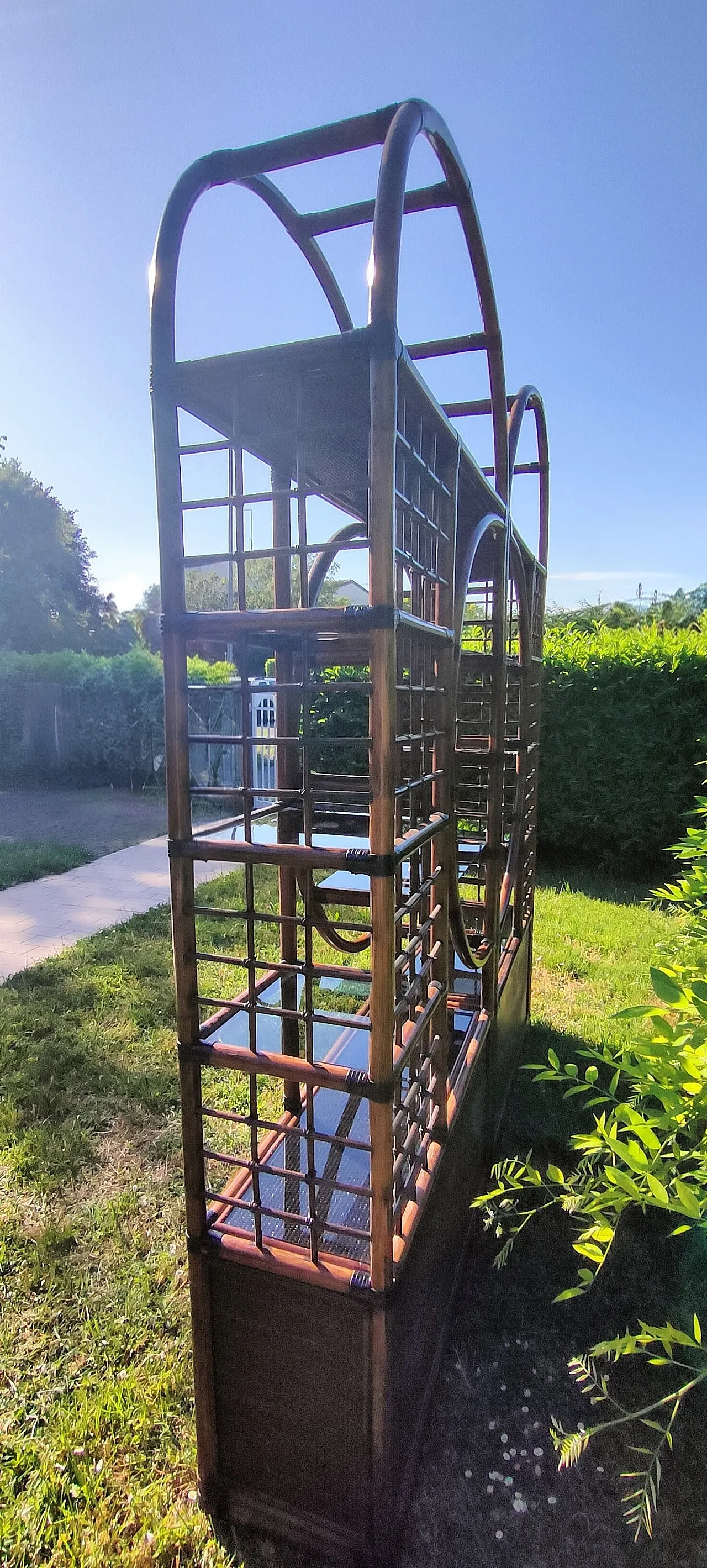 Bamboo and smoked glass bookcase, 1970s 20