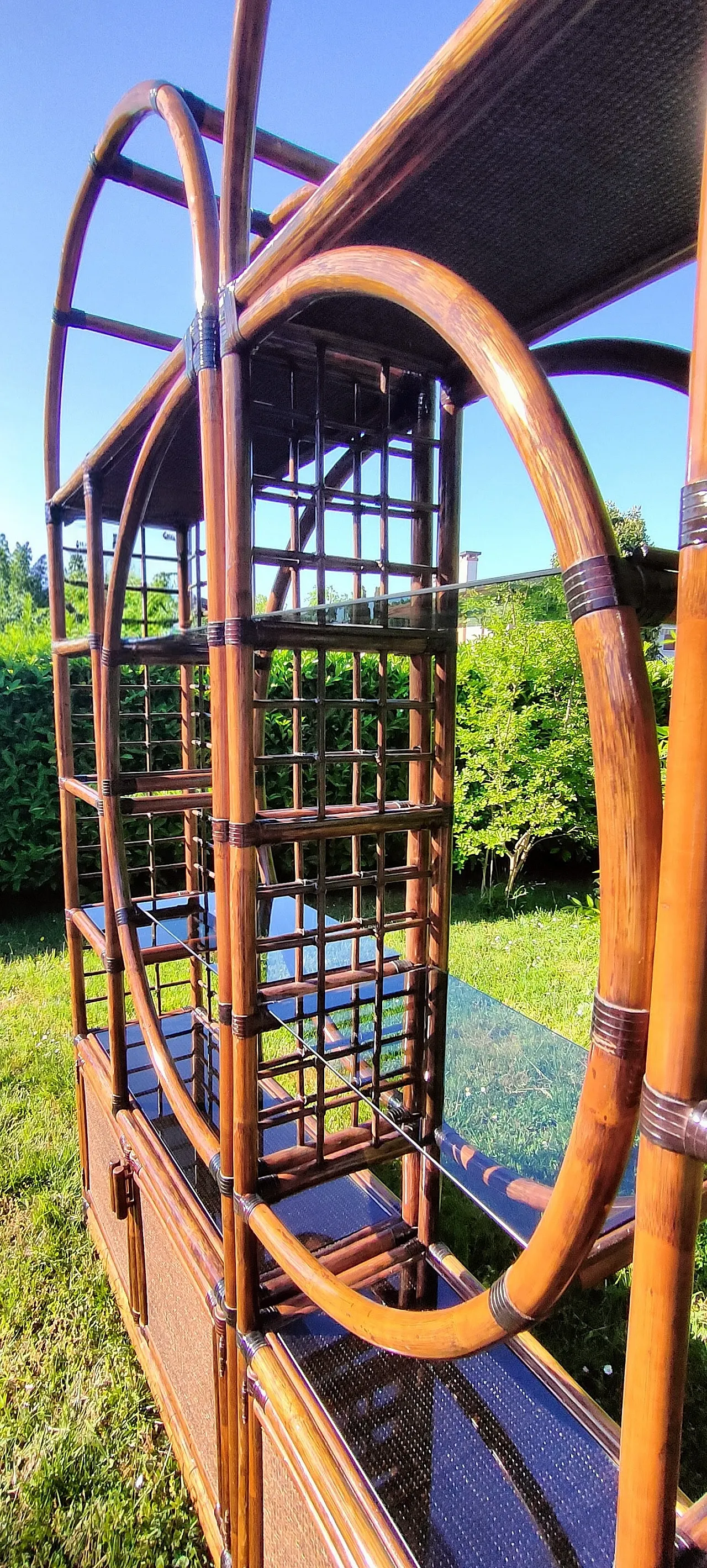 Bamboo and smoked glass bookcase, 1970s 22