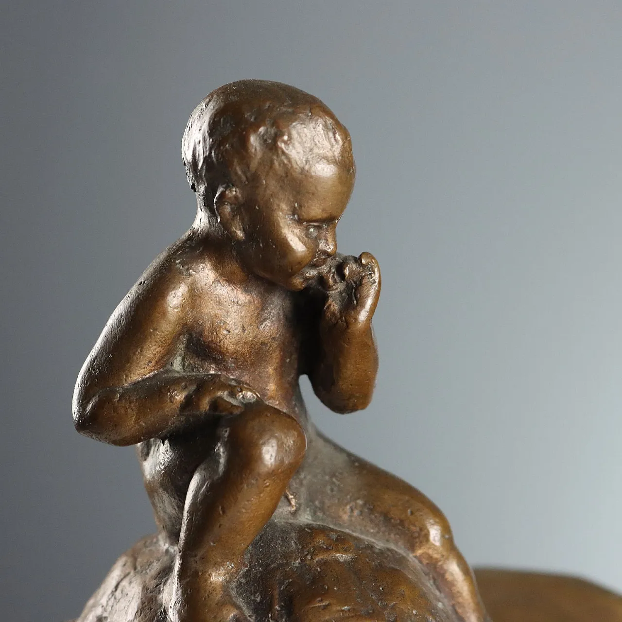 Bronze child and turtle, 20th century 3
