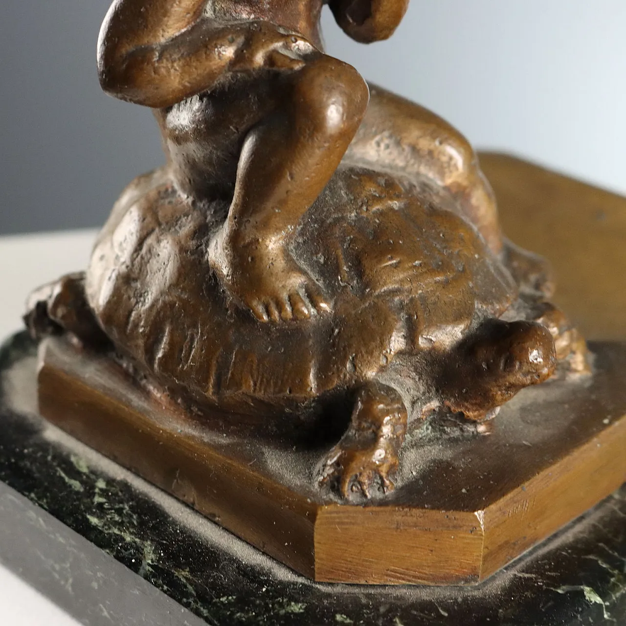 Bronze child and turtle, 20th century 4