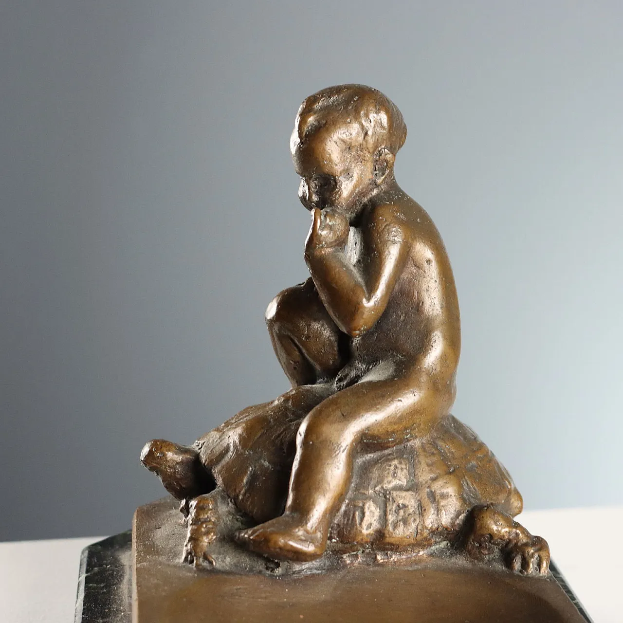 Bronze child and turtle, 20th century 5
