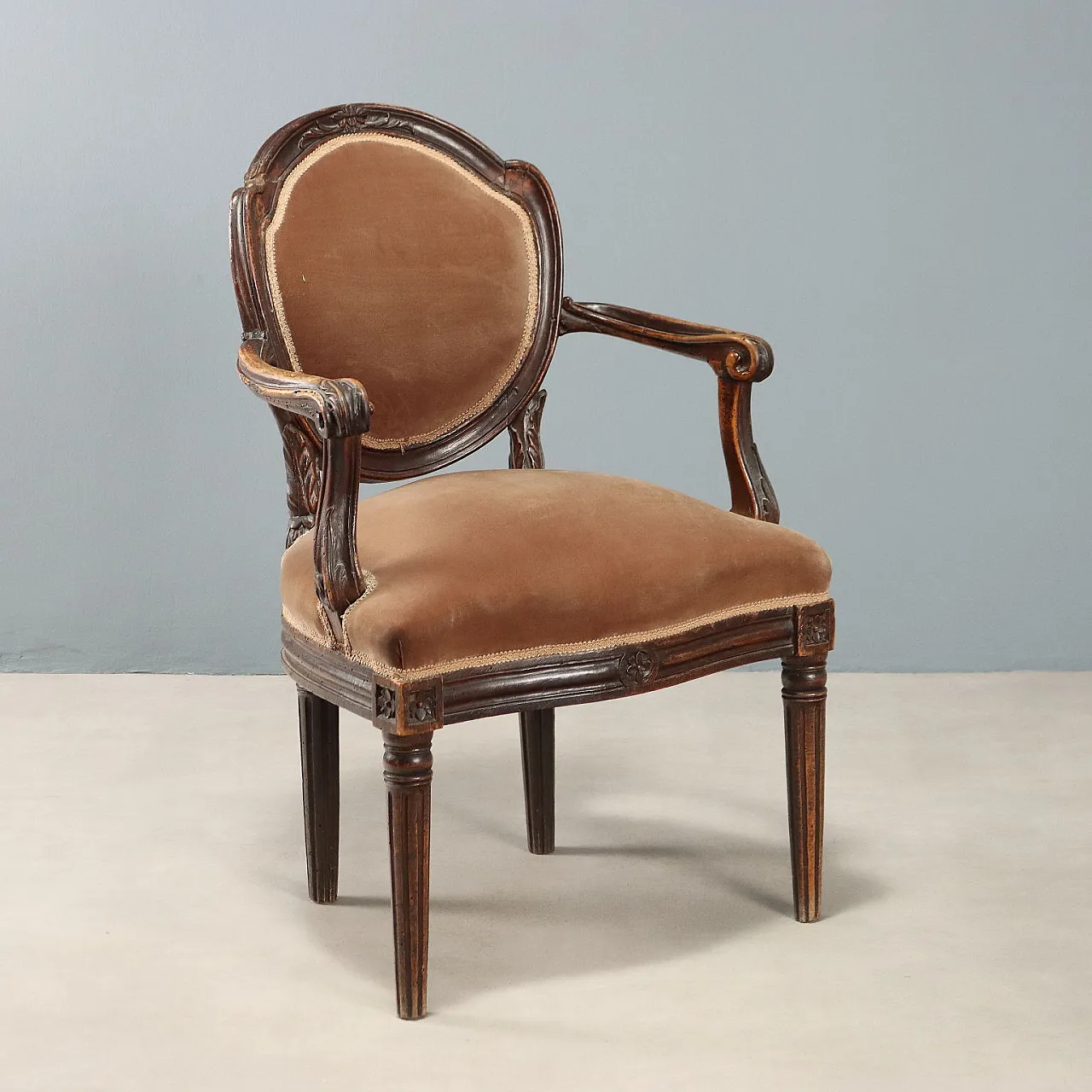Neoclassical walnut armchair, 18th century 1