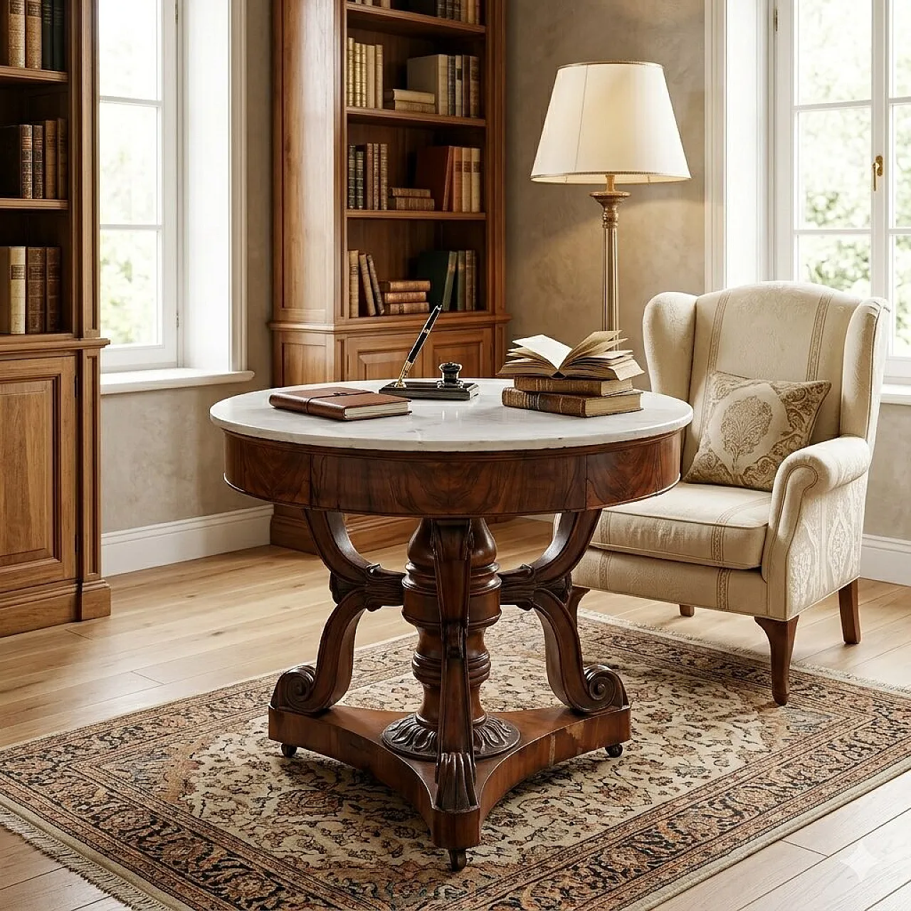 Louis Philippe table in walnut, 19th century 2