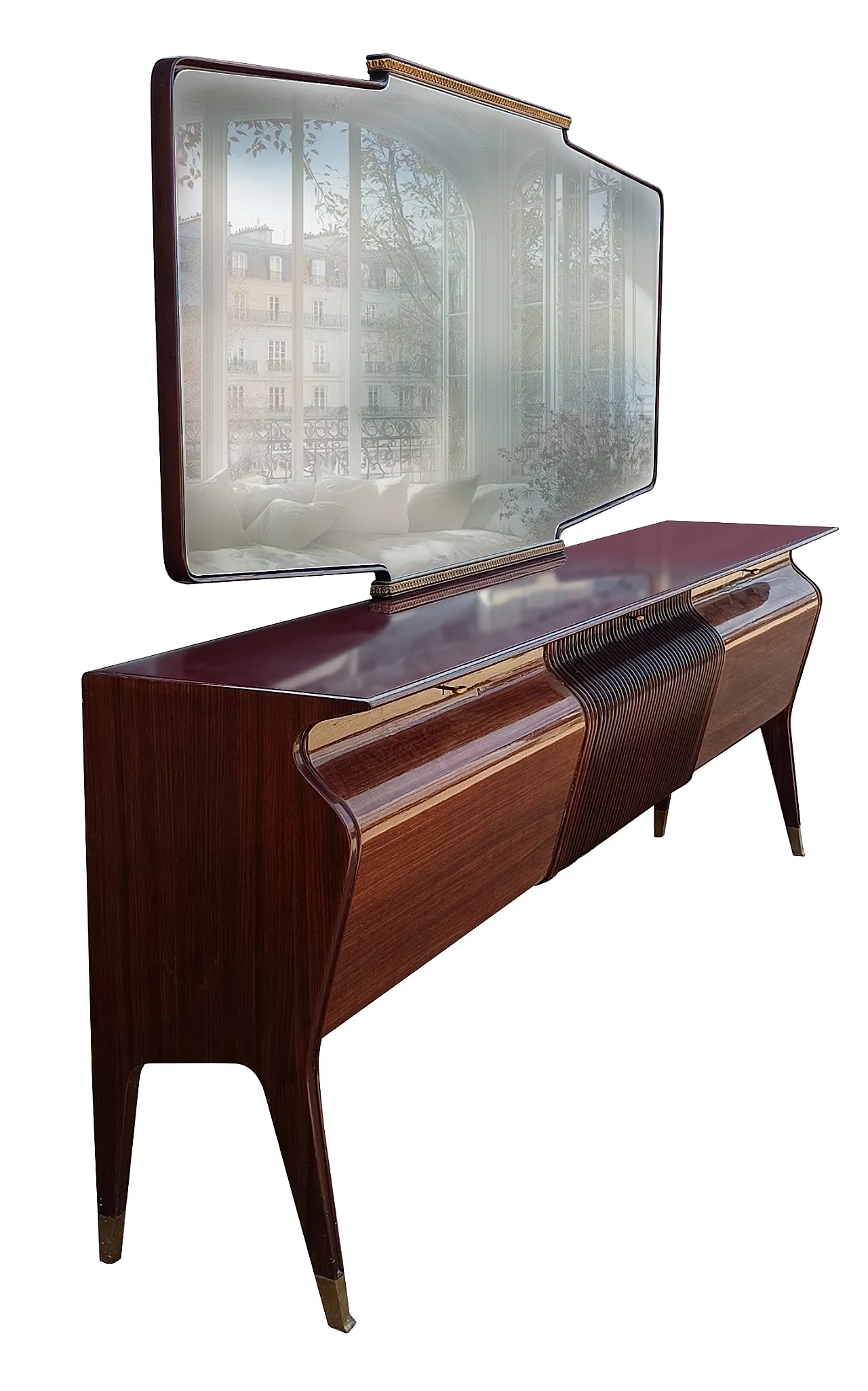 Mid-Century Italian Osvaldo Borsani sideboard with mirror, 40s 1