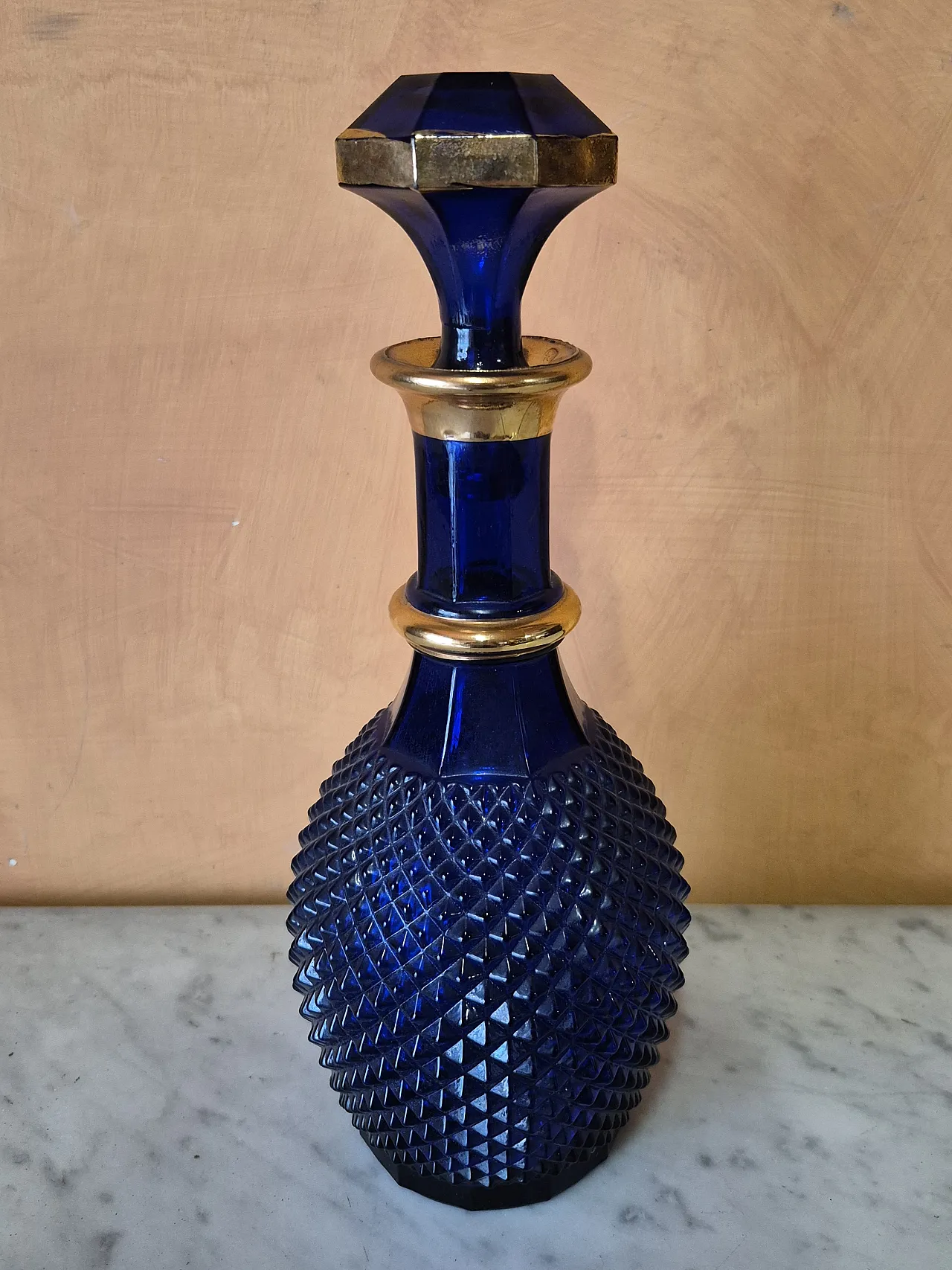 Bottiglia in vetro blu, Murano, tardo '900 4