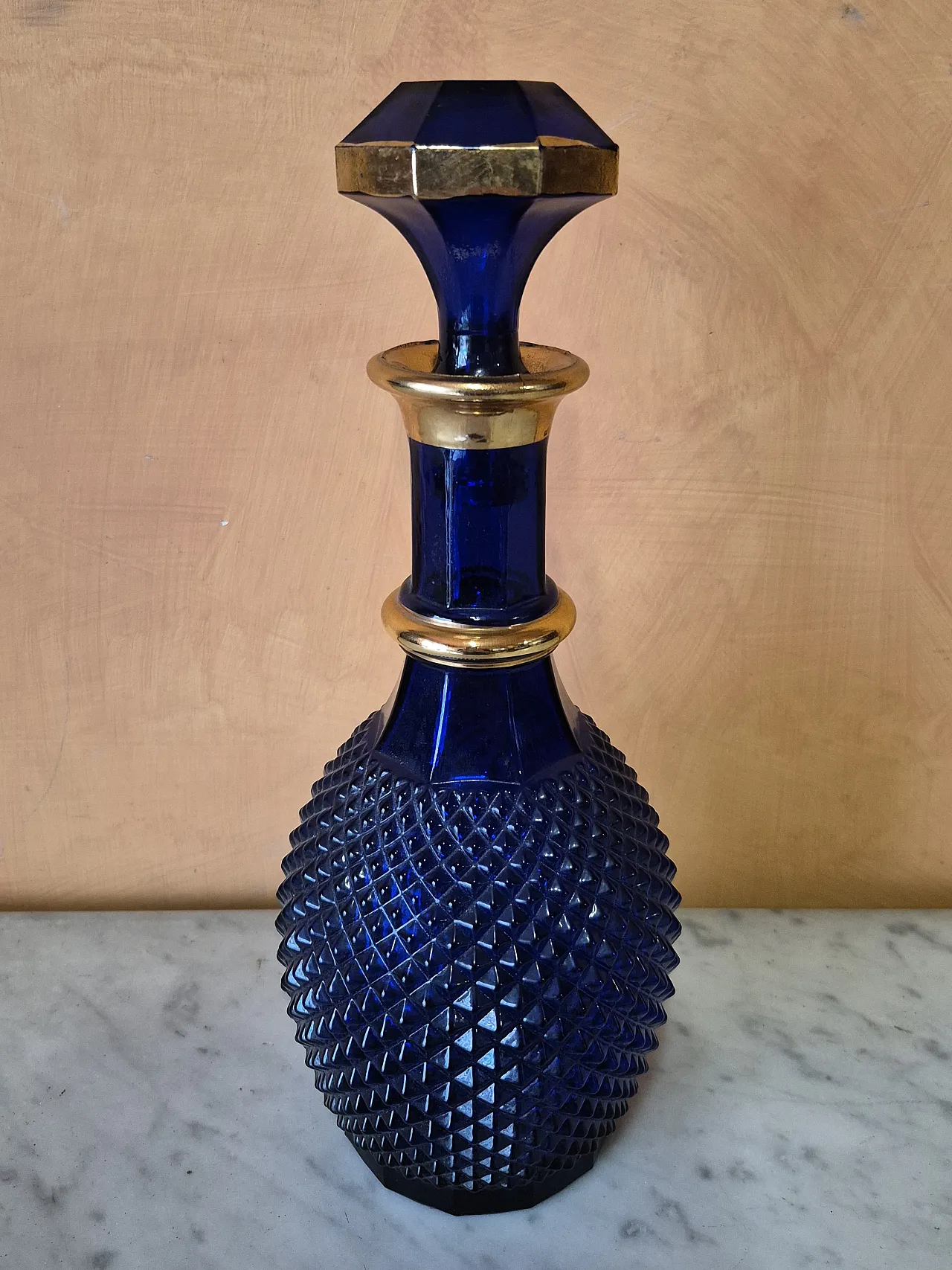 Bottiglia in vetro blu, Murano, tardo '900 5