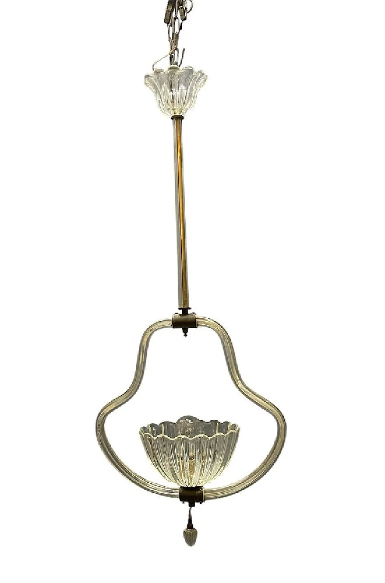 Lampada a sospensione in vetro di Murano di Ercole Barovier, anni '50 1