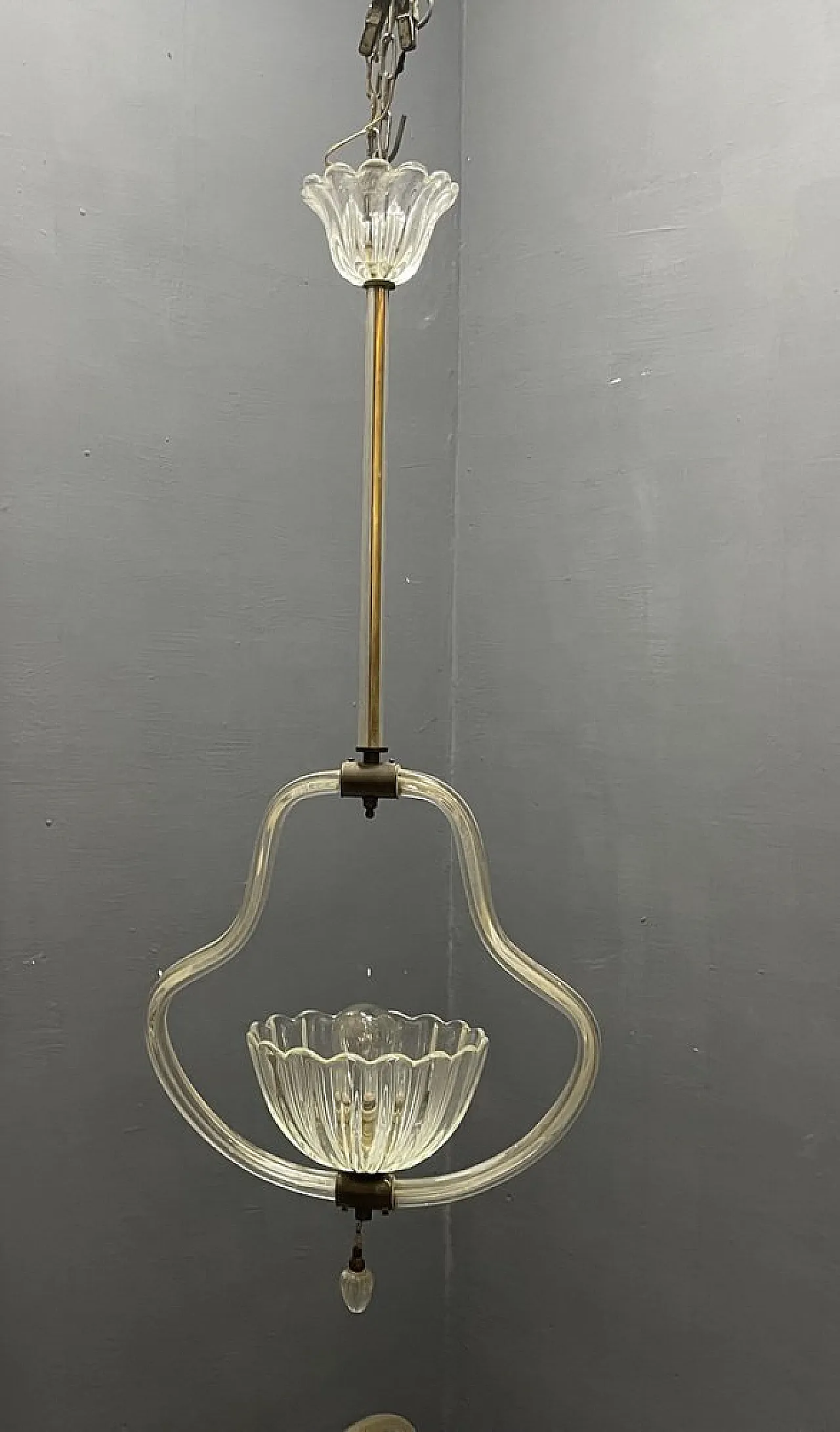 Lampada a sospensione in vetro di Murano di Ercole Barovier, anni '50 2