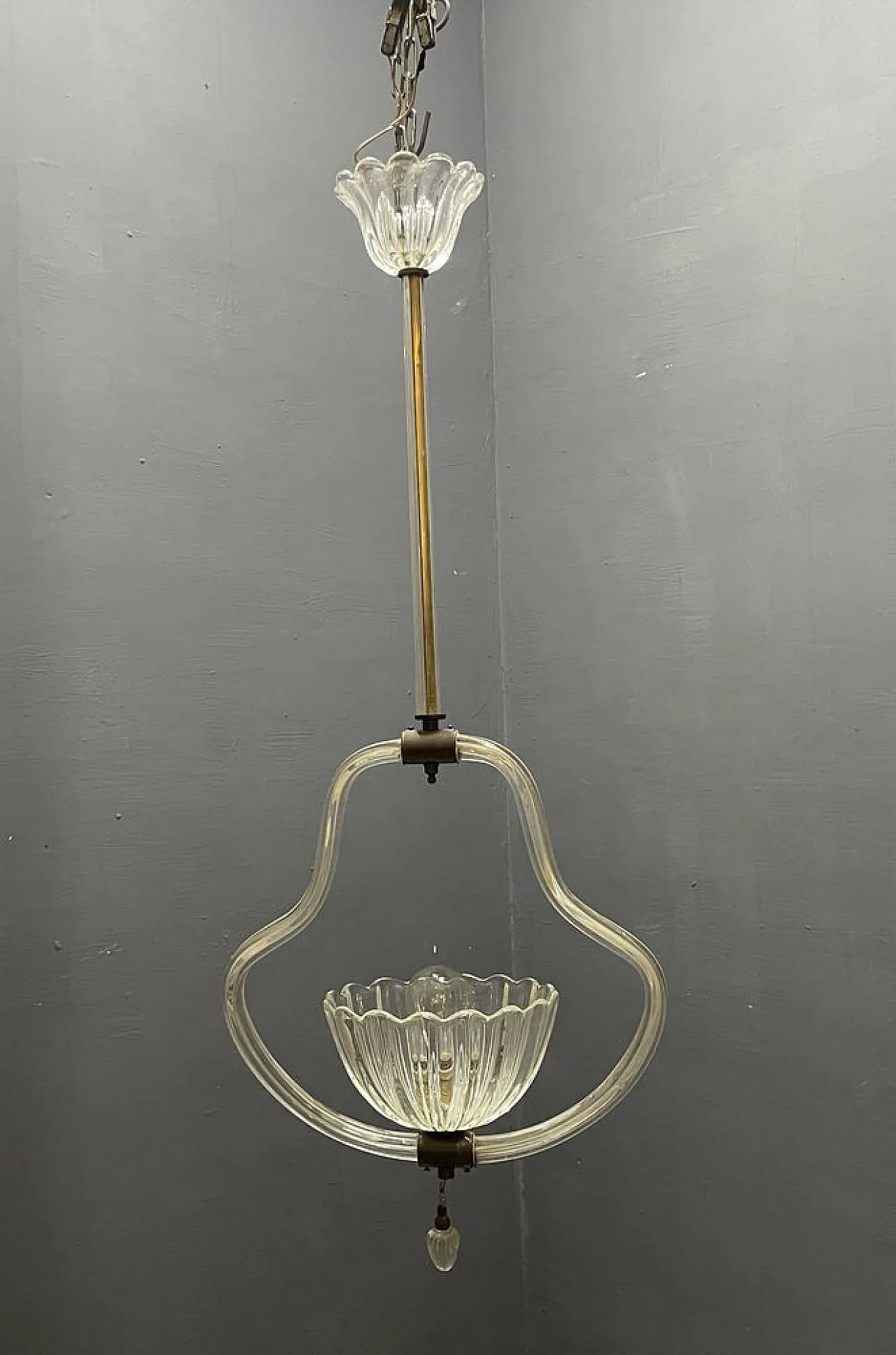 Lampada a sospensione in vetro di Murano di Ercole Barovier, anni '50 4