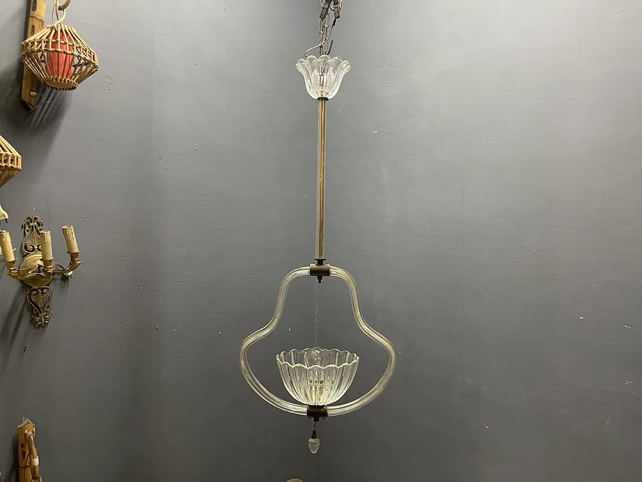 Lampada a sospensione in vetro di Murano di Ercole Barovier, anni '50 7