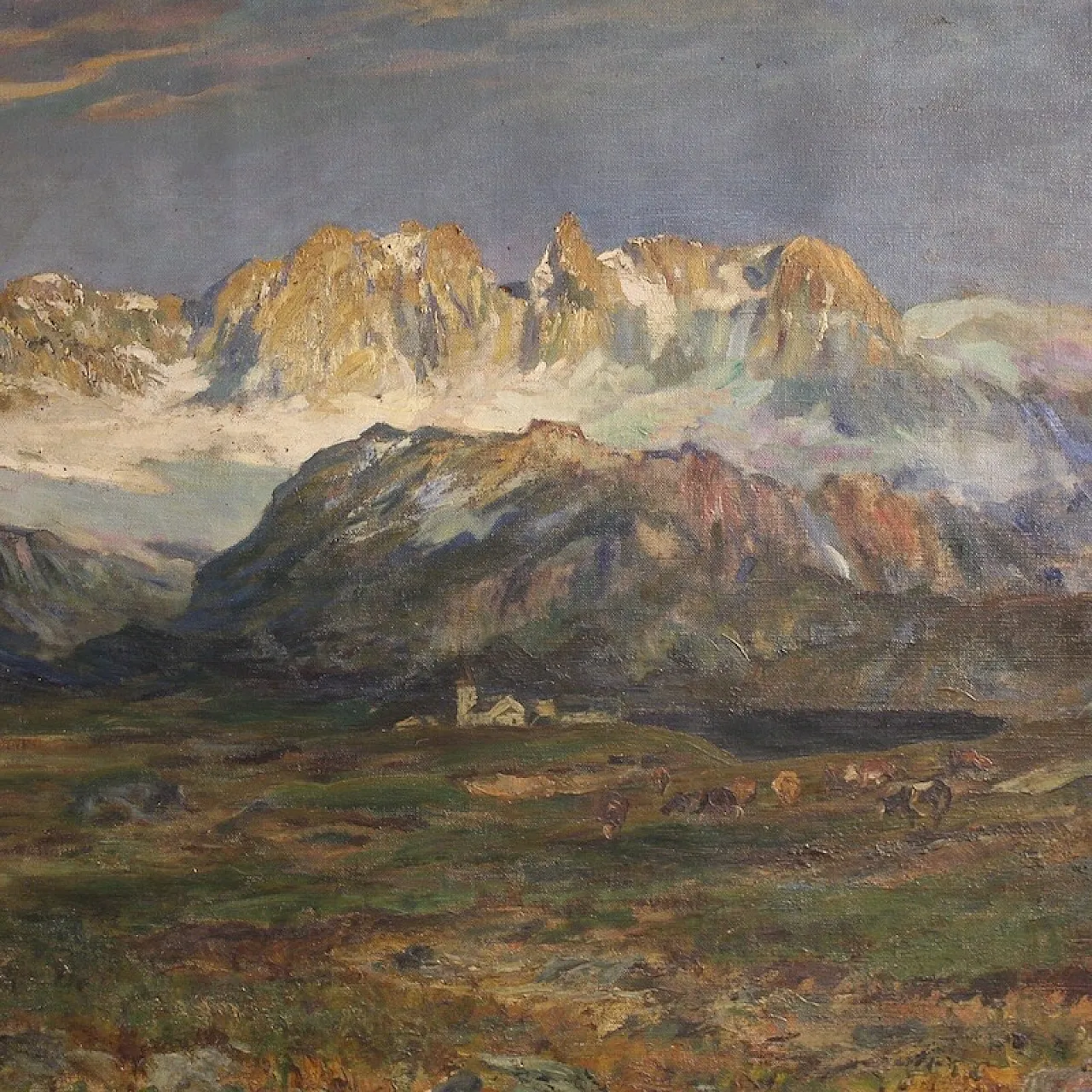 Mountain landscape, oil on canvas, 19th century 2