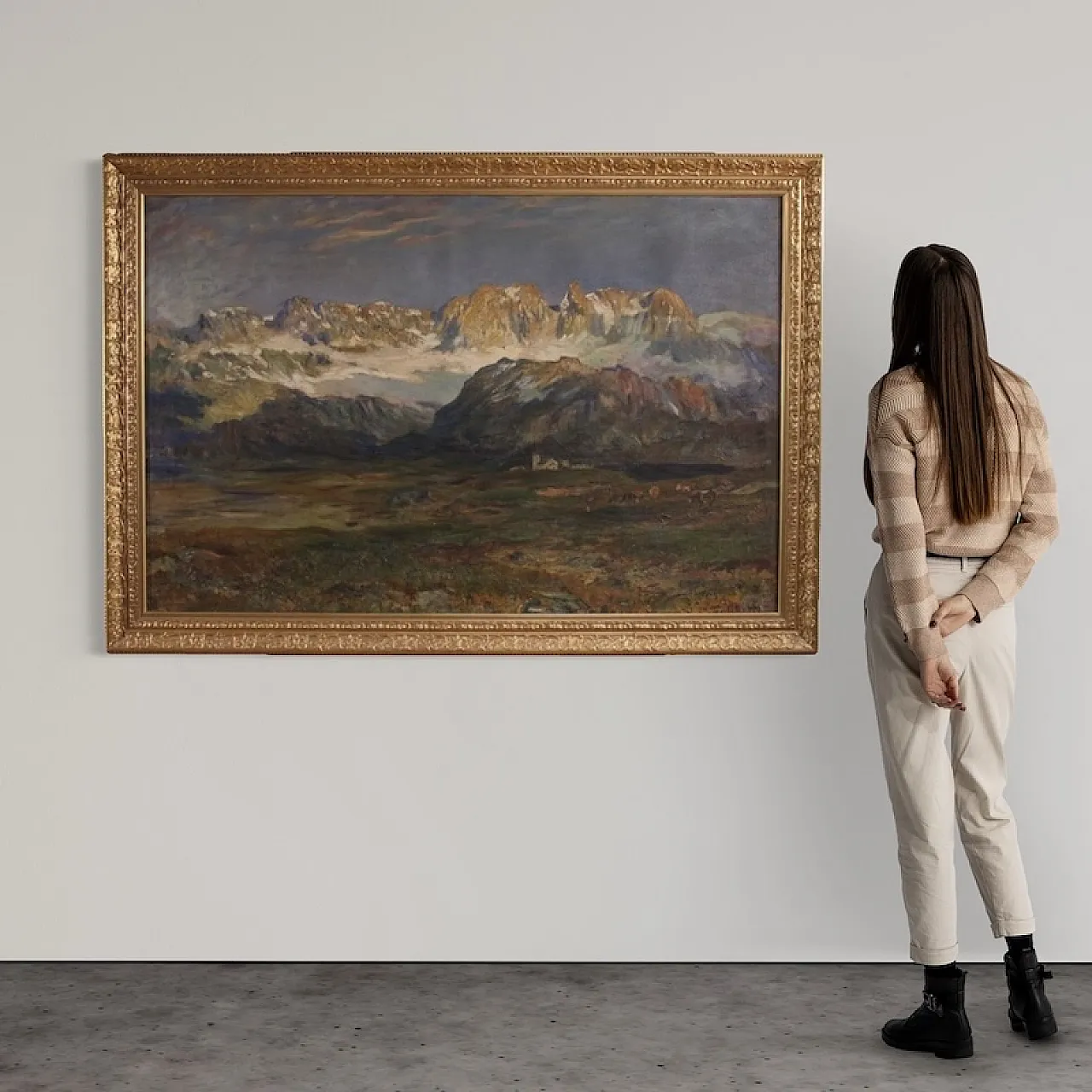 Mountain landscape, oil on canvas, 19th century 3