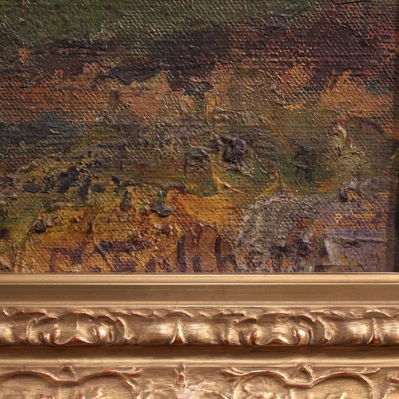 Mountain landscape, oil on canvas, 19th century 4