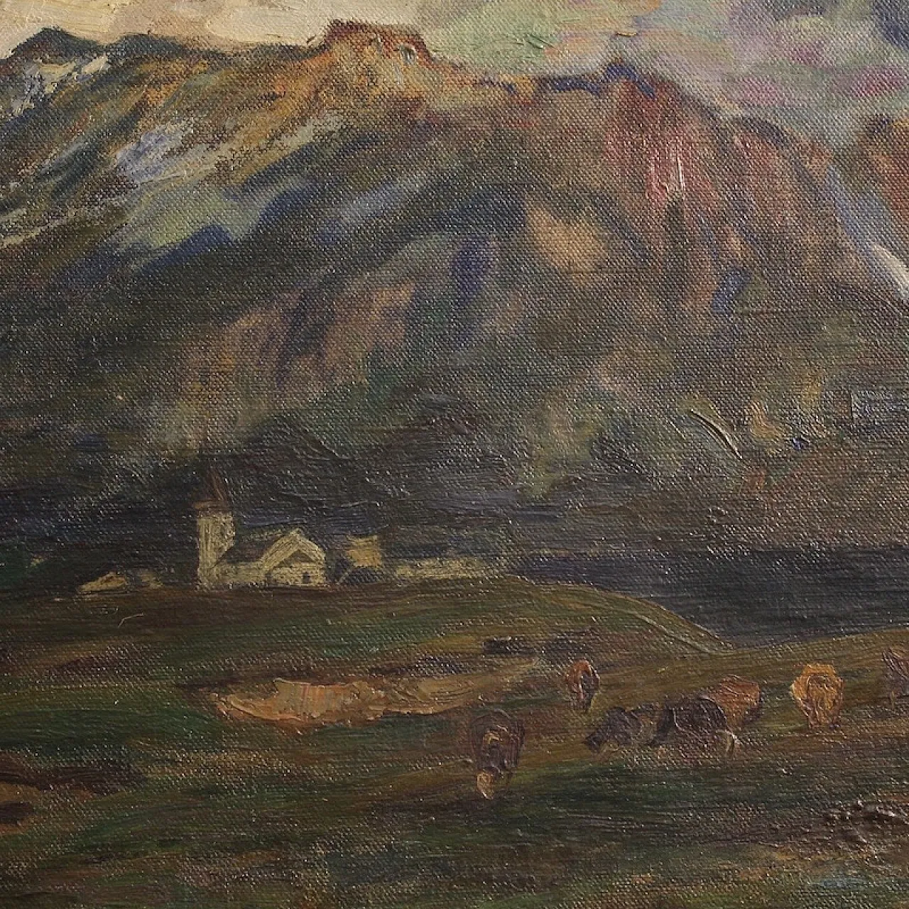 Mountain landscape, oil on canvas, 19th century 6