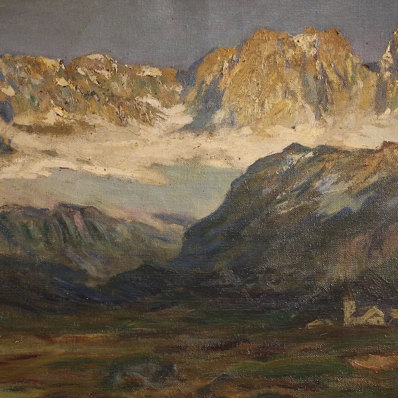 Mountain landscape, oil on canvas, 19th century 7