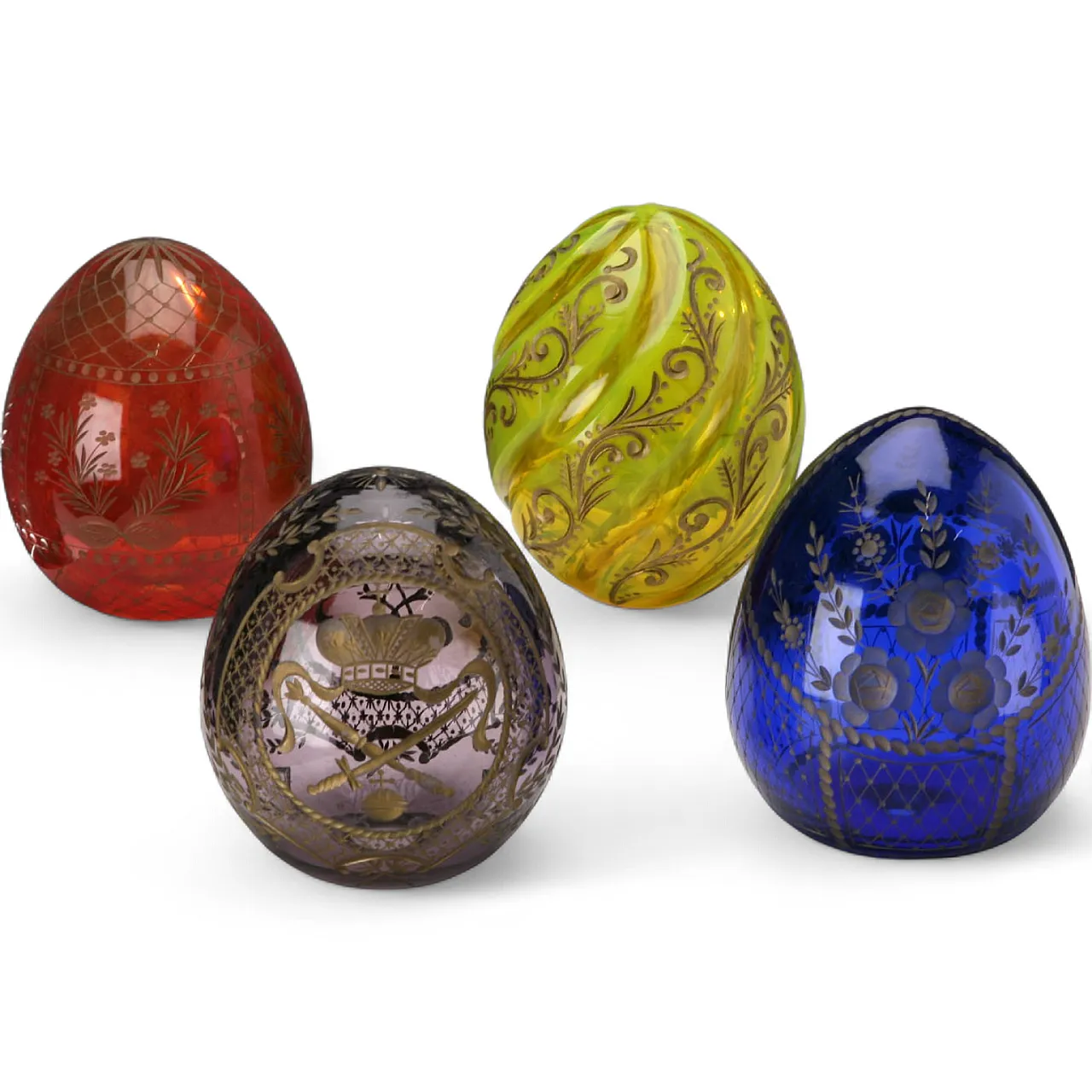 4 Glass eggs in faberge style, 20th century 9