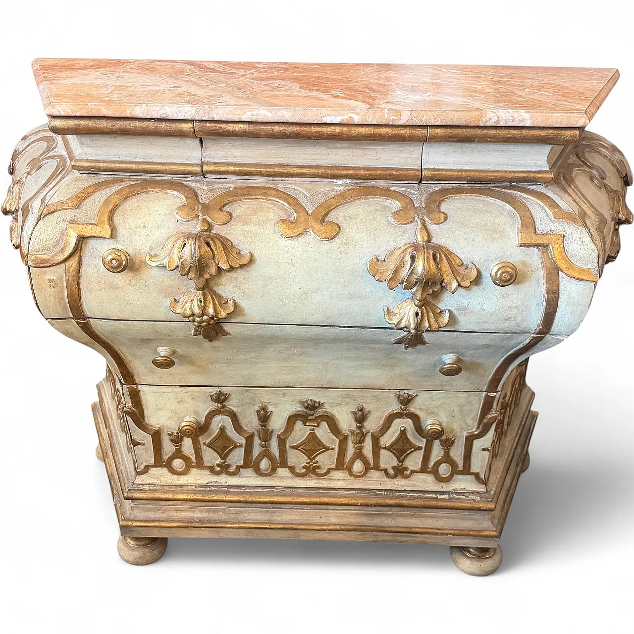 Comò veneziano barocco in legno laccato e dorato e marmo, '700 20