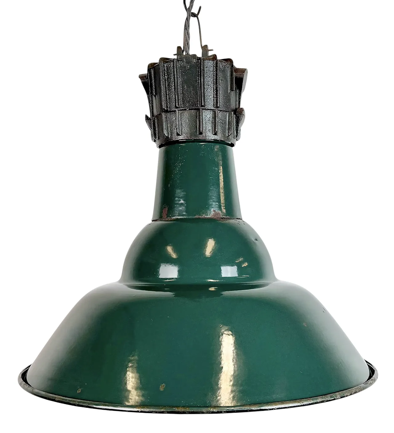 Industrial French Petrol Enamel Pendant Lamp from Sammode, 1950s 1