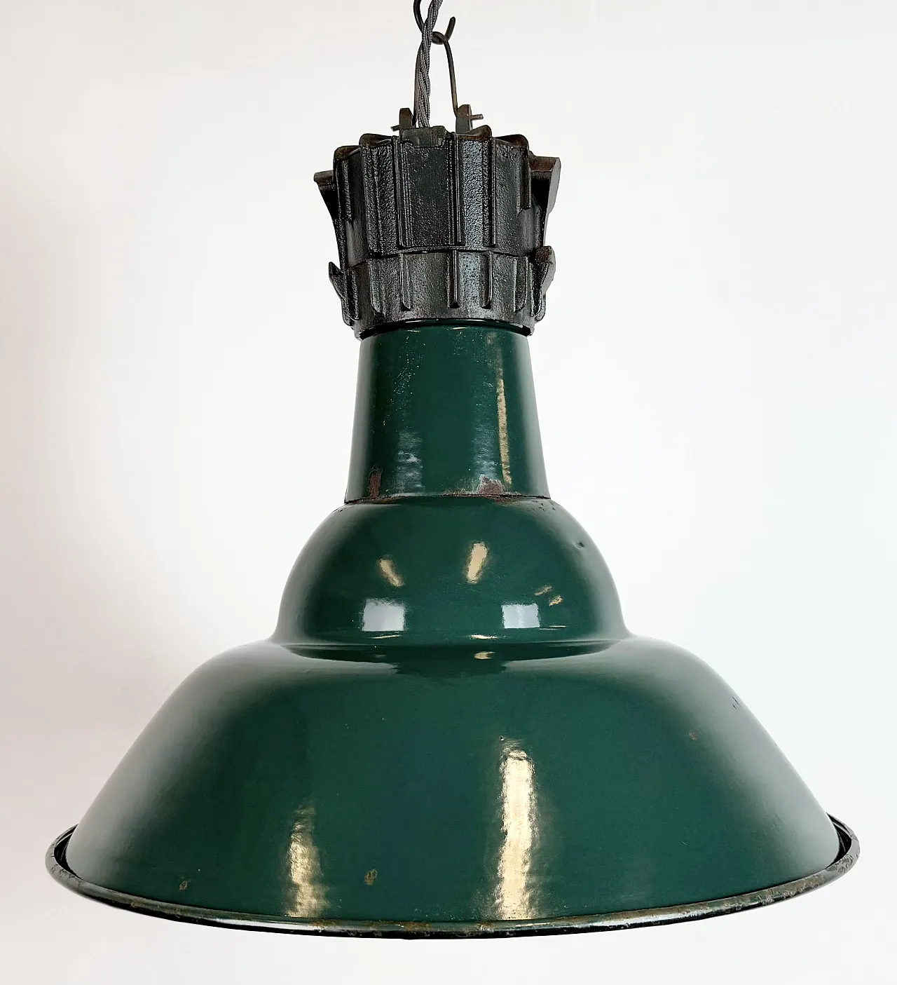 Industrial French Petrol Enamel Pendant Lamp from Sammode, 1950s 3
