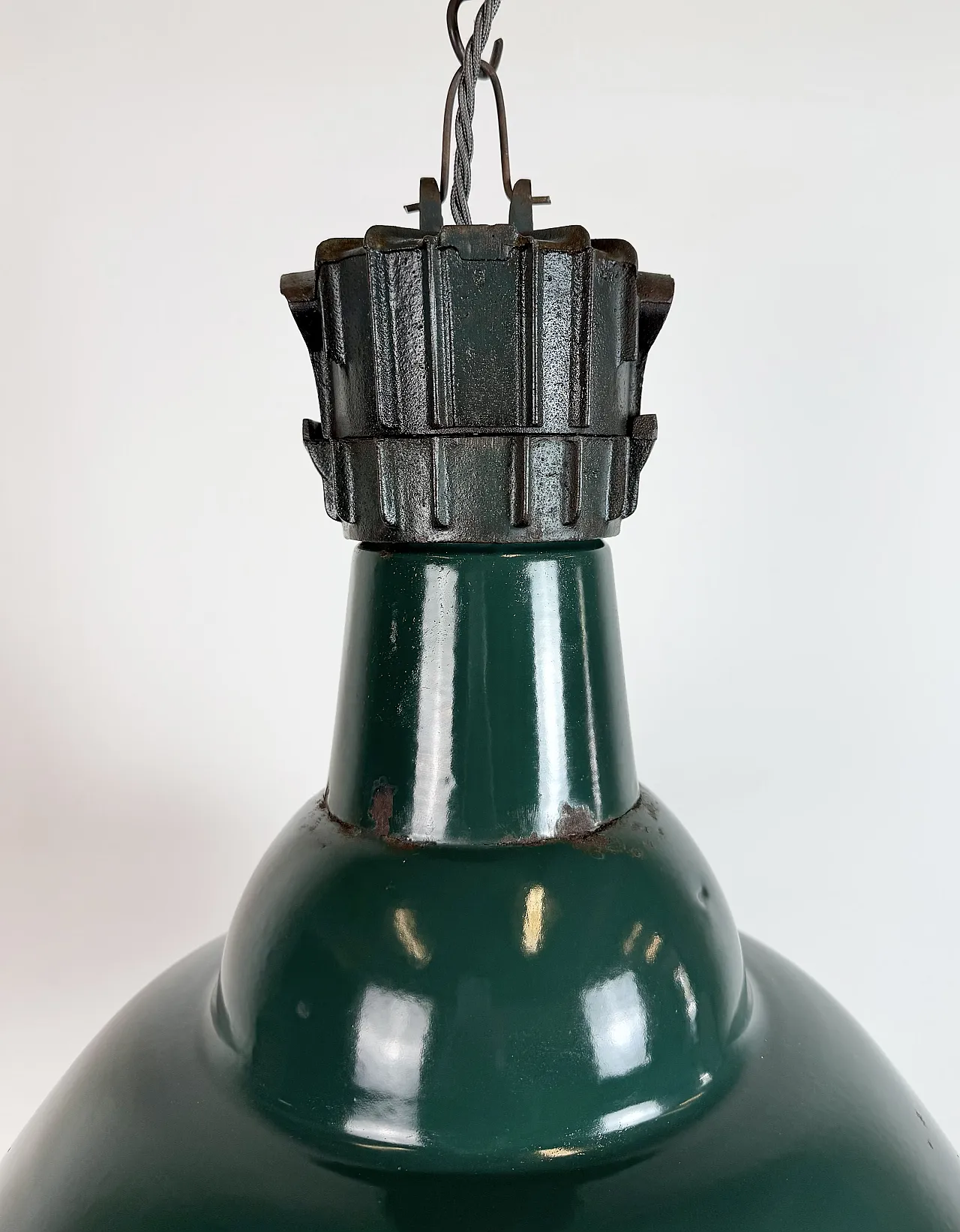 Industrial French Petrol Enamel Pendant Lamp from Sammode, 1950s 4