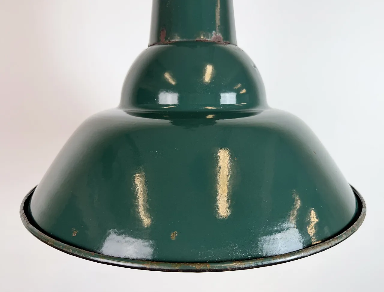 Industrial French Petrol Enamel Pendant Lamp from Sammode, 1950s 5