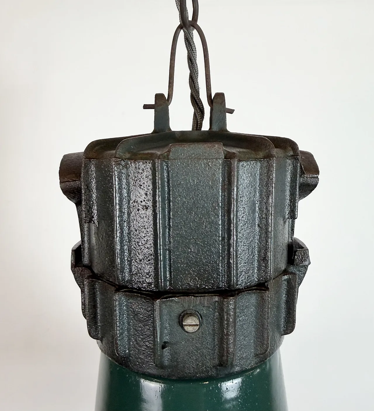 Industrial French Petrol Enamel Pendant Lamp from Sammode, 1950s 6