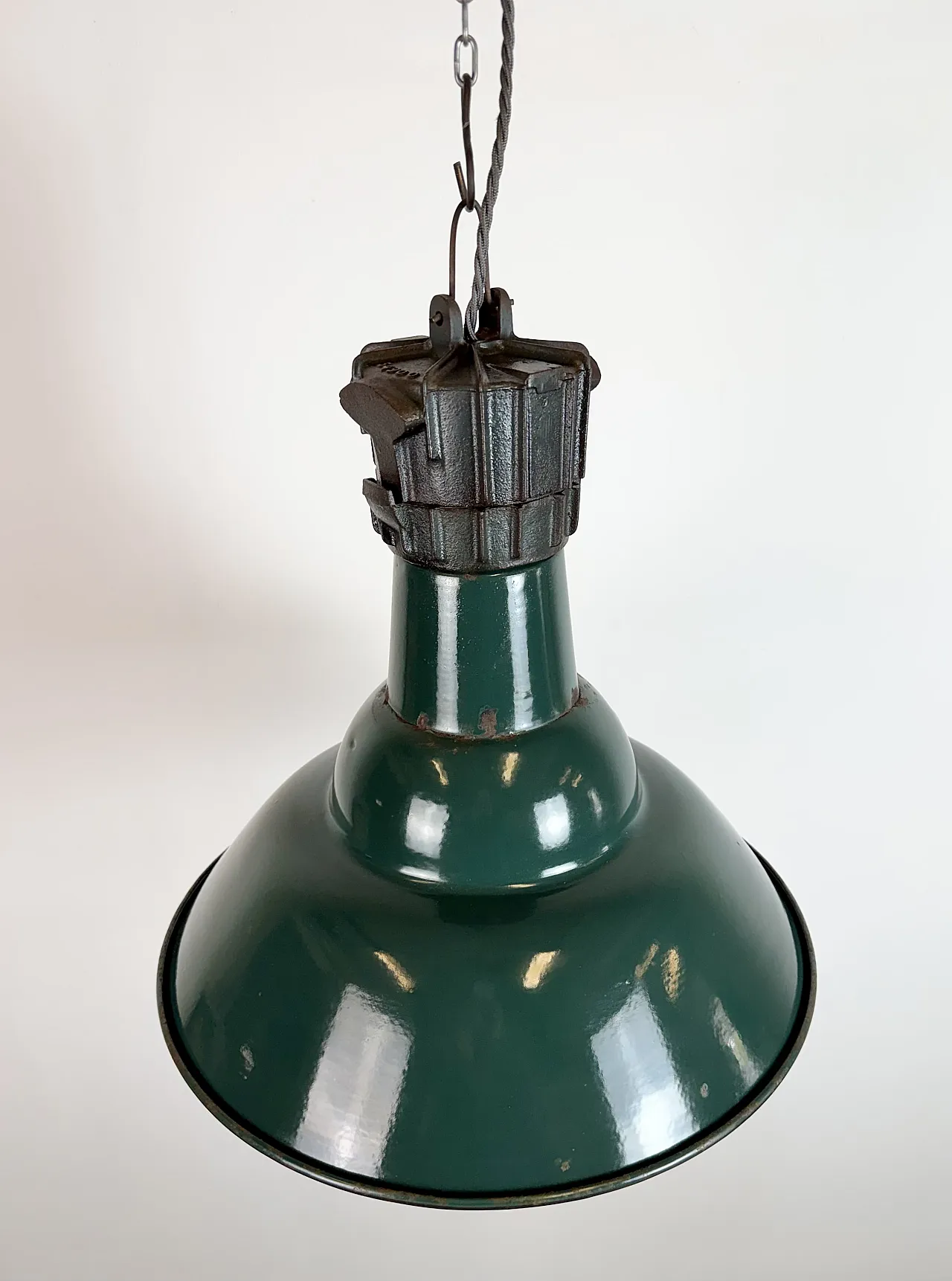Industrial French Petrol Enamel Pendant Lamp from Sammode, 1950s 7