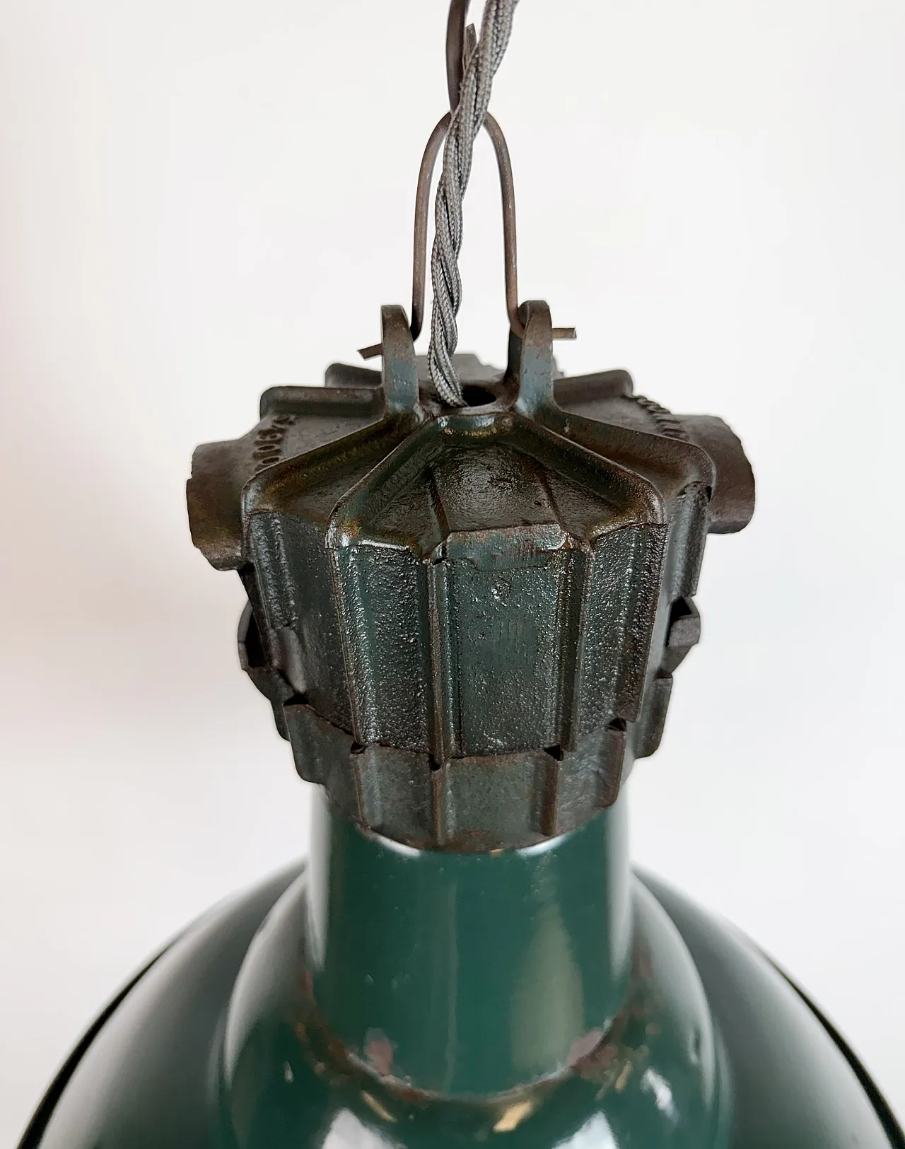 Industrial French Petrol Enamel Pendant Lamp from Sammode, 1950s 8