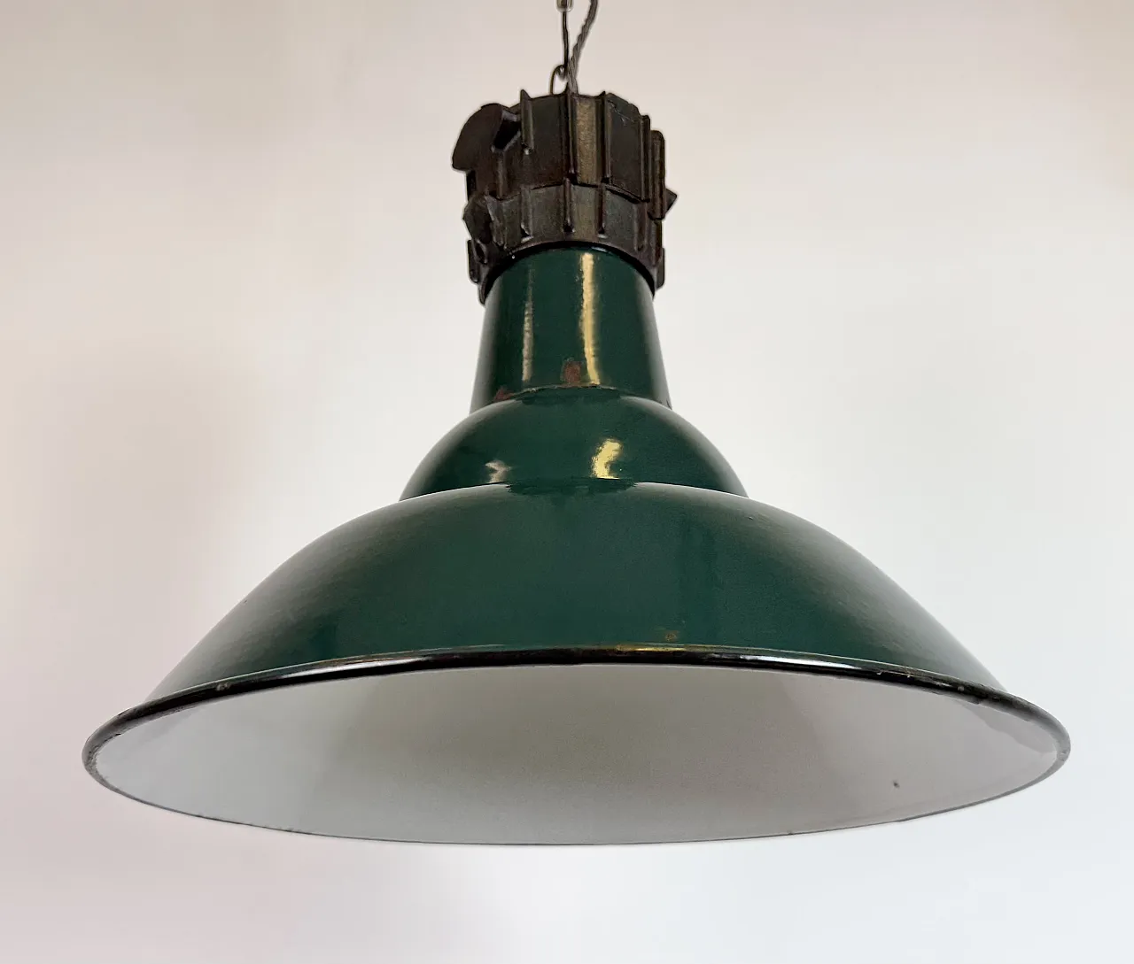 Industrial French Petrol Enamel Pendant Lamp from Sammode, 1950s 9