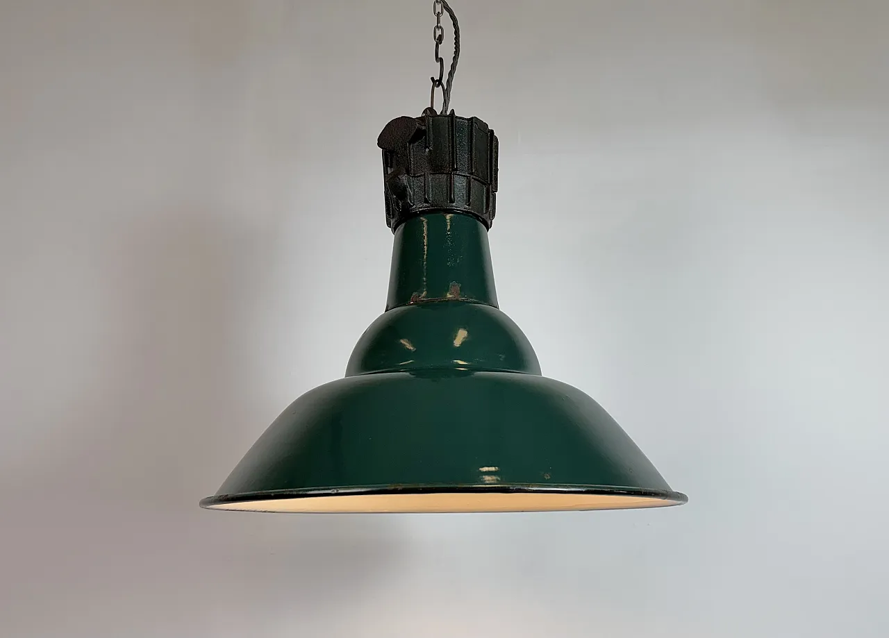 Industrial French Petrol Enamel Pendant Lamp from Sammode, 1950s 10