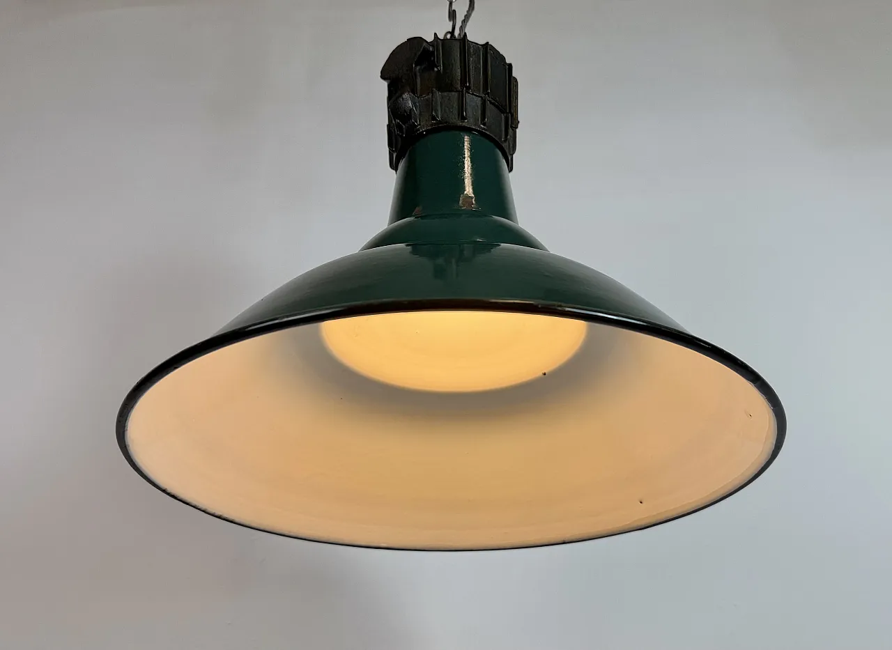 Industrial French Petrol Enamel Pendant Lamp from Sammode, 1950s 11