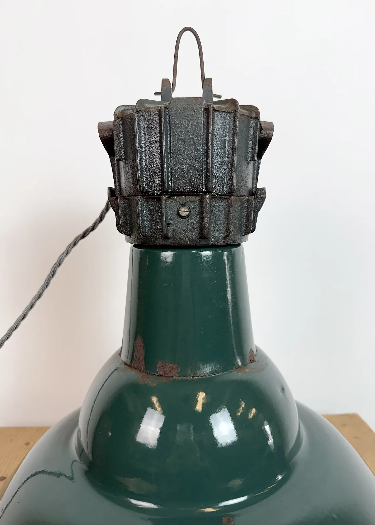 Industrial French Petrol Enamel Pendant Lamp from Sammode, 1950s 12