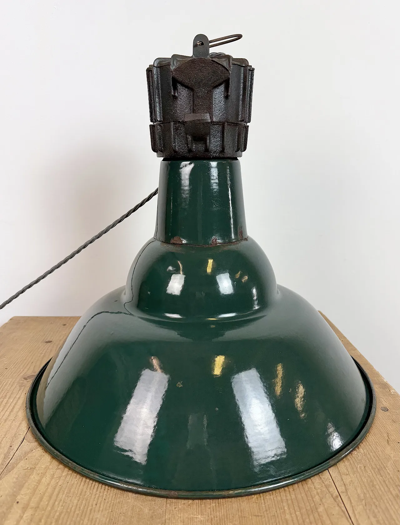 Industrial French Petrol Enamel Pendant Lamp from Sammode, 1950s 14